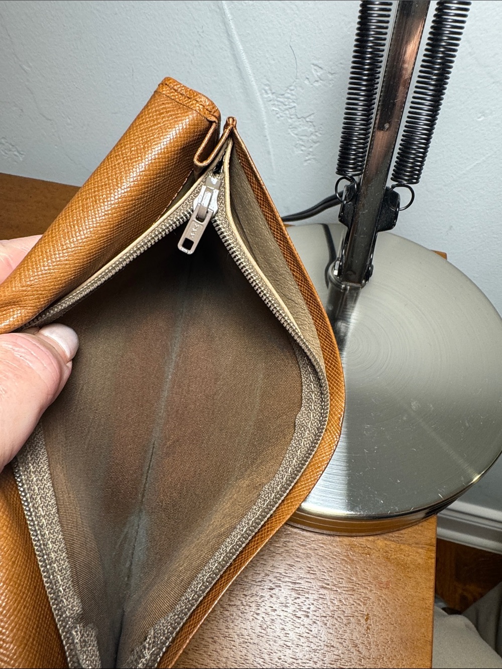 Givenchy Tan Saffiano Leather Long Wallet with Gold Corner Vintage - Picture 7 of 12